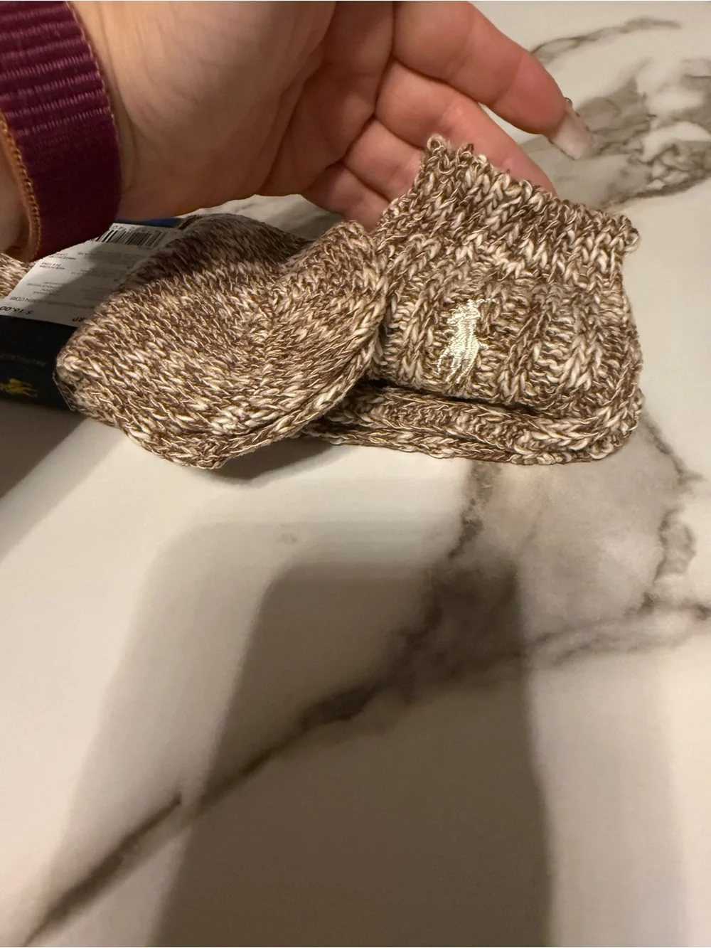 Polo Ralph Lauren Brown Marled Boot Socks Cozy Winter Cabin Style